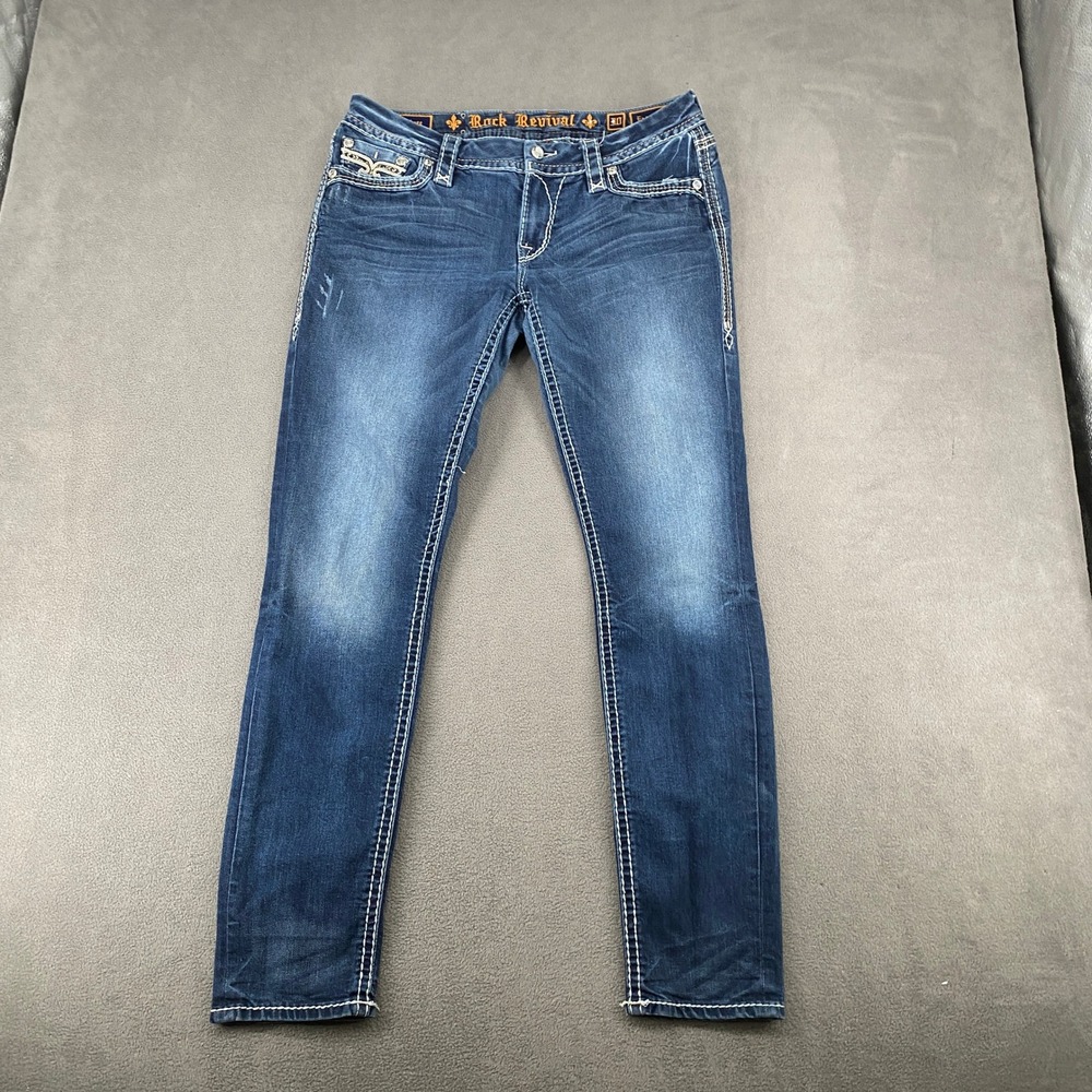 Y2K Rock Revival Abree Easy Skinny Jeans Medium Wash Blue Denim 30 EU135400R